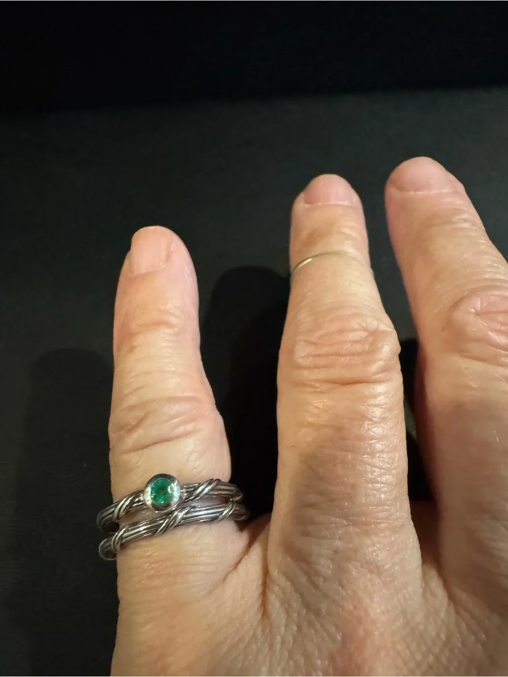 Peter Thomas Roth Sterling Silver and Emerald Slim Band Set